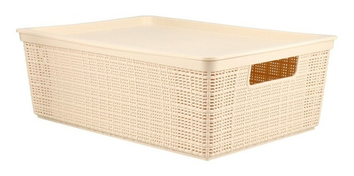 Caja Organizadora De Plástico Símil Rattan