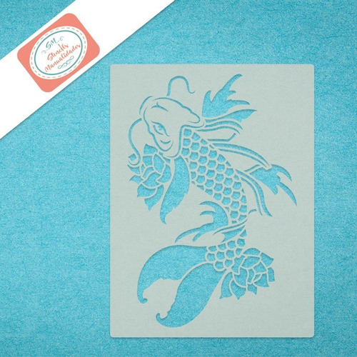 Stencil Pez Koi Mediano Plantilla Reusable Para Manualidades