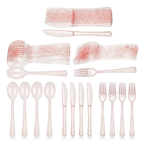 Juego De Cubiertos Desechables Rosa 150 Piezas Navidad