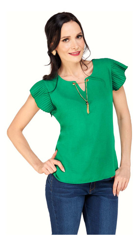 Blusa Dama Verde Manga Corta Mundo Terra 150038