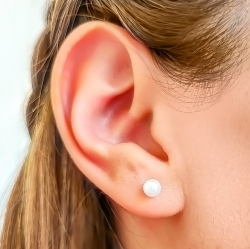 Aros Abridores Bebé Perla Cultivada 4mm Oro 18k