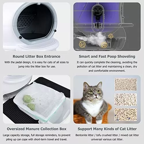 Caja de arena para gatos autolimpiante caja de arena automática para gatos  caja de arena para gatos con sensor infrarrojo para múltiples gatos un