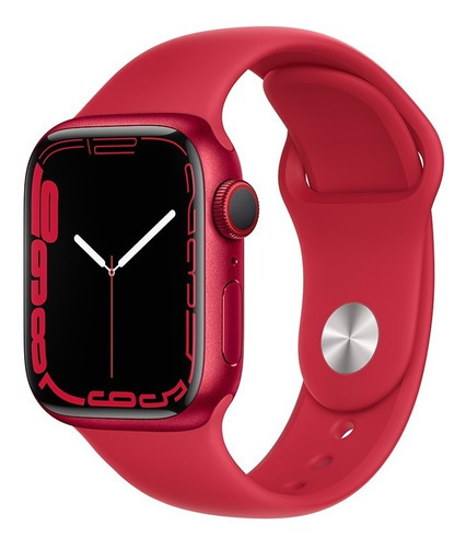 Imagen 1 de 9 de Apple Watch Series 7 (GPS + Cellular, 41mm) - Caja de aluminio (PRODUCT)RED - Correa deportiva (PRODUCT)RED