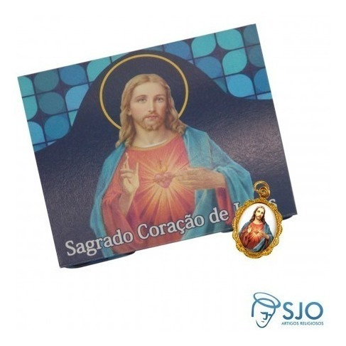 50 Cartões Com Medalha Do Sagrado Coração De Jesus