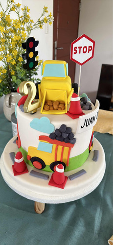 Maqueta De Torta Infantil Carros De Construcción