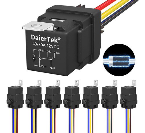 Daiertek Rele De 12 V Con Diodo Integrado Y Enchufe De Arnes