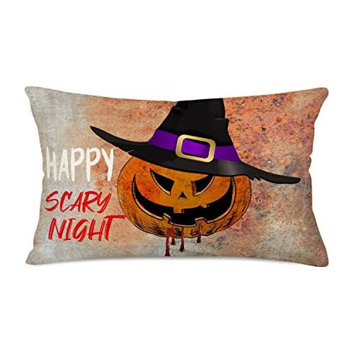 Fundas Decorativas De Almohada Halloween Calabazas Feli...