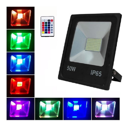 Reflector Foco Led 50w Rgb Ip65 16 Colores P/exterior Gtía.