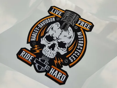 Parche Bordado Live Free Ride Hard Harley Davidson Motorcycl