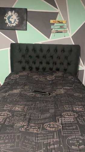 Imagen 3 de 10 de Respaldo De Sommier Cama Capitone Pana 2 Plazas Promo
