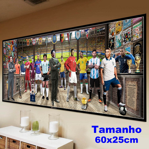Poster Futebol Lendas Cr7 Messi Ronaldinho Pelé 60x25cm Copa