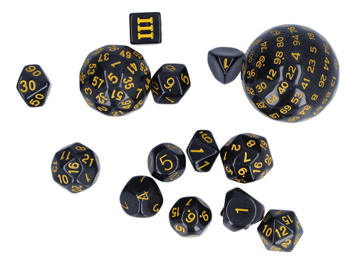 Juego De 15 Dados Poliédricos D3d100 De 3 Caras A 100 Caras