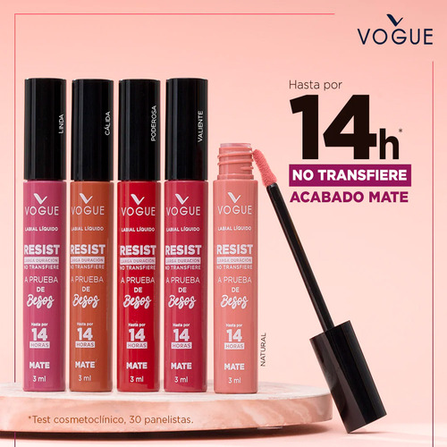 Labial Liquido Vogue Resist Larga Duracion Acabado 100% Mate