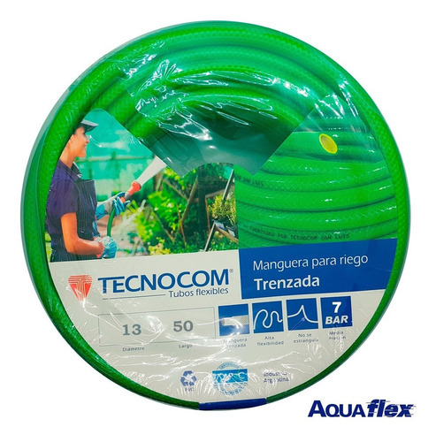 Manguera Riego 10 Bar Presión 1/2 X 50 Mts Man1250 Aquaflex Color Verde Claro