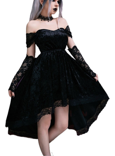 Vestido De Nochegótico Punk De Estilo Oscuro Negro Para Dama