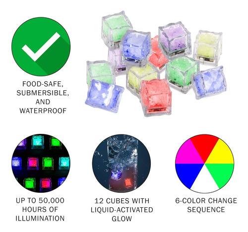 Hielos Led Con Luces 12 Unidades Cotillon Fiesta Fluor Luz