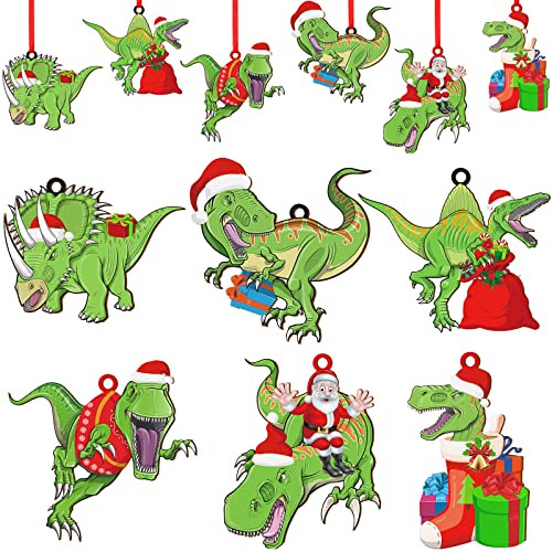 Adornos De Navidad De Dinosaurios De Madera Forma De Di...