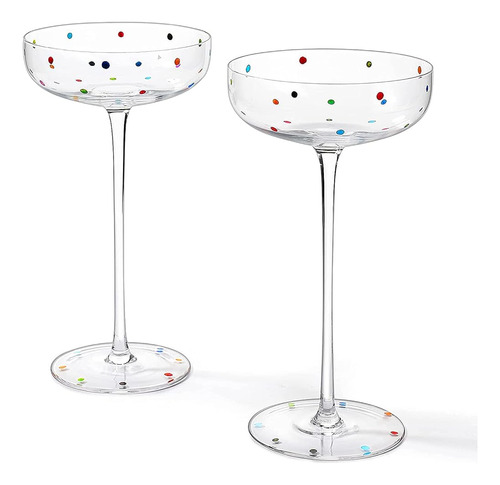 El Juego De Copas Wine Savant Polka Dot Champagne Coupe Jueg