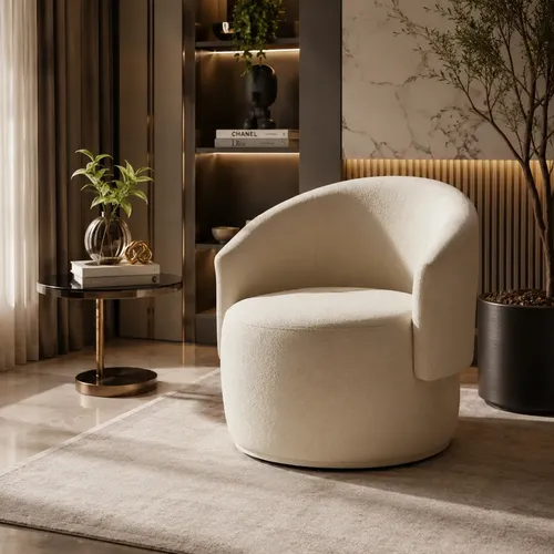 Poltrona Beatriz Orgânica Bouclê Bege Conforto E Estilo