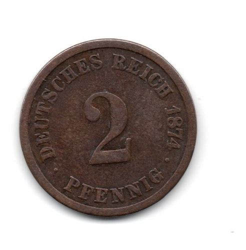 Alemania Imperio Moneda 2 Pfennig Año 1874 A Km#2