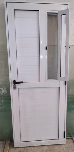Puerta Aluminio Con Postigo 90x200 Blanco