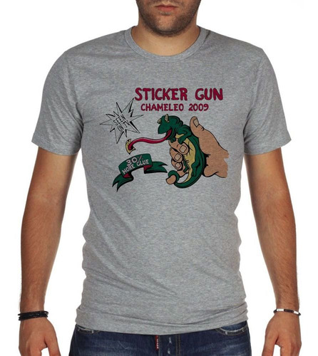 Remera De Hombre Dino Sticker Gun Chameleon 2009 Off