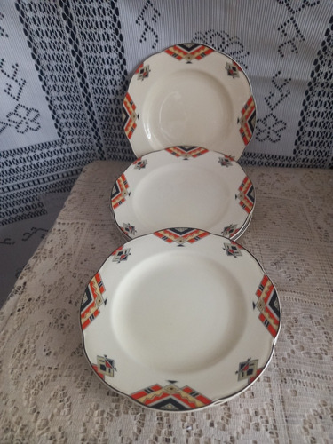 Finos Platos Antiguos Art Deco De Lunch  Porcelana Inglesa 