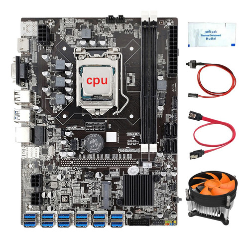 Placa Madre B75 De 12 Gpu Para Minería, Cpu, Ventilador, Gra