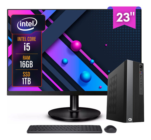 Computador Completo 2Eletro Slim Intel Core i5, 16GB RAM, SSD 1TB, Bivolt, Monitor 23" Full HD - CD2E-0133SL