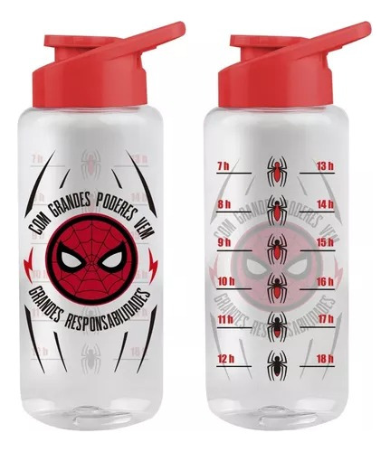 Garrafa Squeeze Marvel Spider Man Homem Aranha 1l Tampa Verm