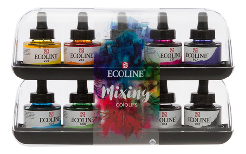 Set Ecoline Mixing En Estuche Deluxe X 10 Colores De 30ml