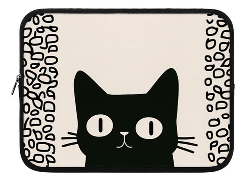 Funda Para Tableta Cat 10-13  Gato Negro Estuche Transporte