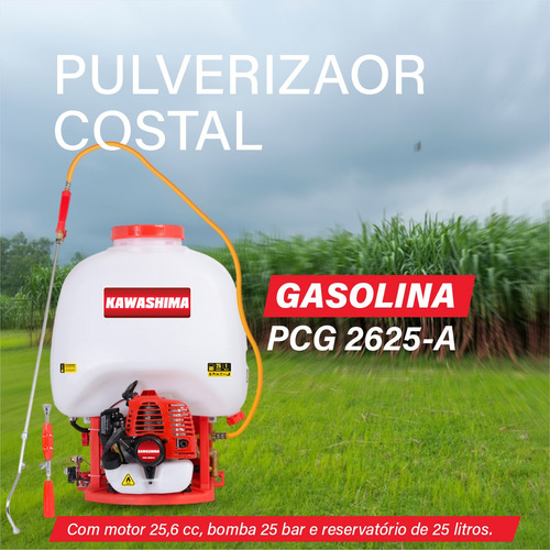 Pulverizador Costal Pcg 2625-a Kawashima Com Motor 25,6cc