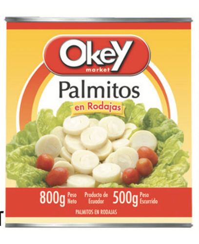 Palmitos En Rojadas Okey 800 Gr