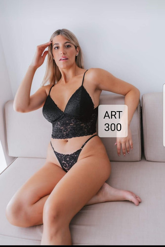 Conjunto Celi Unid Soft C/push Up + Less Reg Art 300 Negro Puntilla 90
