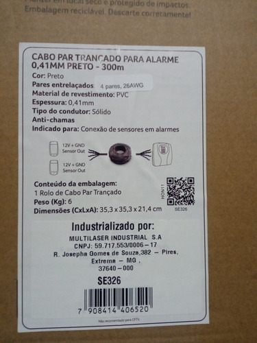 Imagem 7 de 9 de Caixa Cabo Rede Cat5e Pto Cftv Multilaser 4 Pares 305 Metros