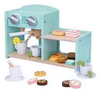 Comprar Juego de cafetería de madera para preparar y servir café, te, alimentos y pastelitos | Juego de simulación de Cocina | Juguete para niñas | Cafetera cocinita para niña | MAGICAMENTE