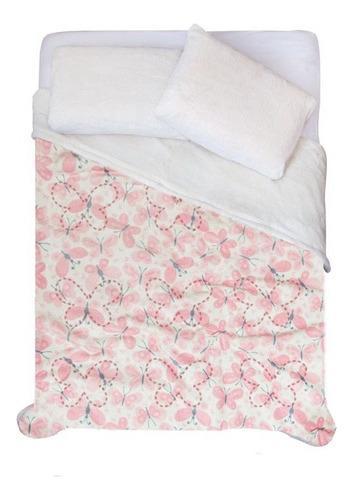 Cobertor Individual Doble Vista New York Suave Microfibra Mariposas