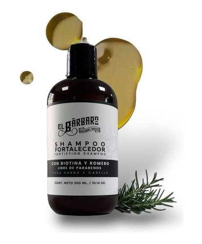 El Barbaro, Shampoo Para Caballero 300ml. Biotina Y Romero