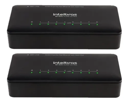 comprar Kit 2 Switch Sf800 8p Fast Vlan Ultra Intelbras Anti-surto