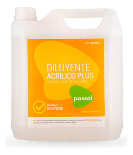 Diluyente Acrilíco Plus 5 Litros Química Passol Mimbral