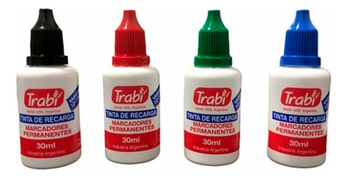 Tinta De Recarga Marcador Permanente Indeleble Trabi X 4u