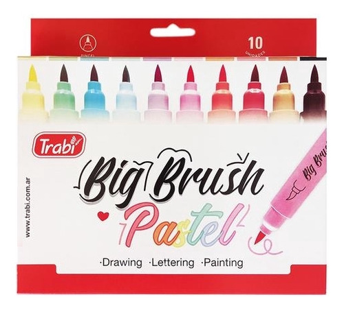 Marcador Lettering Pastel Punta Pincel Trabi Big Brush X10