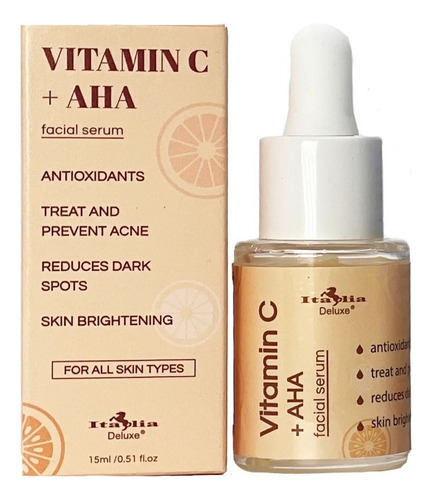 Serum Facial Vitamina C + AHA Antioxidante Italia Deluxe