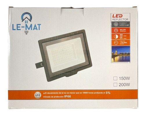 Imagen 4 de 6 de Reflector Led 150w Bajo Consumo Alta Potencia Exterior