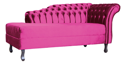 Recamier Divã Styllus Lado Esquerdo Veludo Rosa Pink
