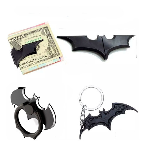 Set Batman 3pz Llavero Clip Soporte Anillo Acero Inoxidable F