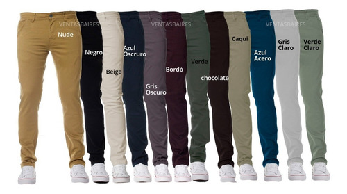 Pantalón De Gabardina De Hombre Corte Chino Varios Colores