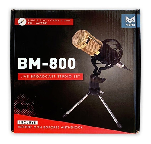 Microfono Condenser Bm-800 Unidireccional Plug And Play