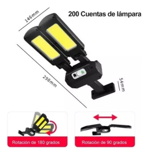 Lampara Solar Exterior, Solar Giratoria Con Sensor + Control